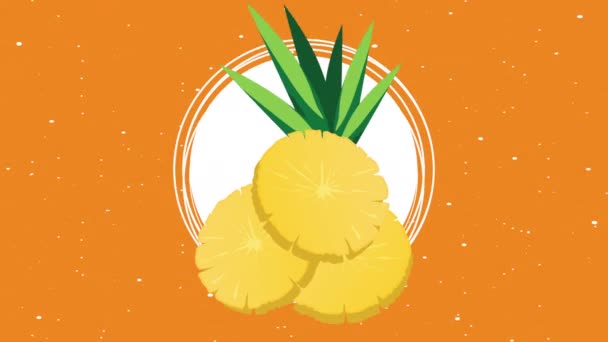热带菠萝新鲜水果动画 — 图库视频影像