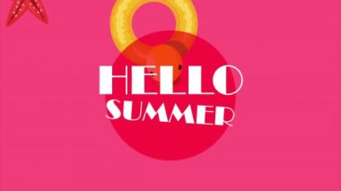 Merhaba set simgeleriyle yaz animasyonu