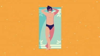 Havluyla bronzlaşan genç adam.