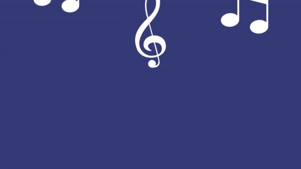 Music notes pattern in blue background — Stock Video