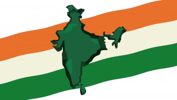 India γιορτή animation με σημαία και χάρτη — Αρχείο Βίντεο