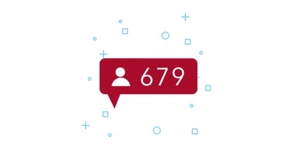 Redes sociais seguidores contador na bolha de fala — Vídeo de Stock