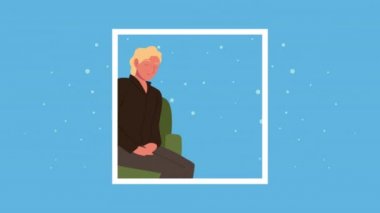 Sandalyede oturan erkek psikiyatrik hasta.