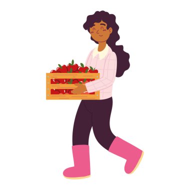 farmer woman with apples