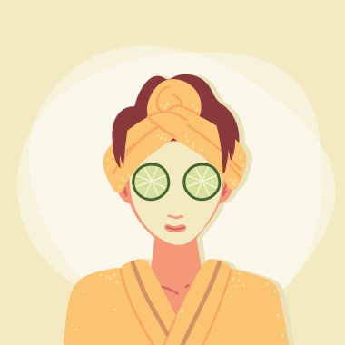 Salatalık maskeli kadın.