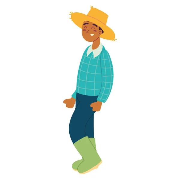 Farmer with straw hat — Vetor de Stock