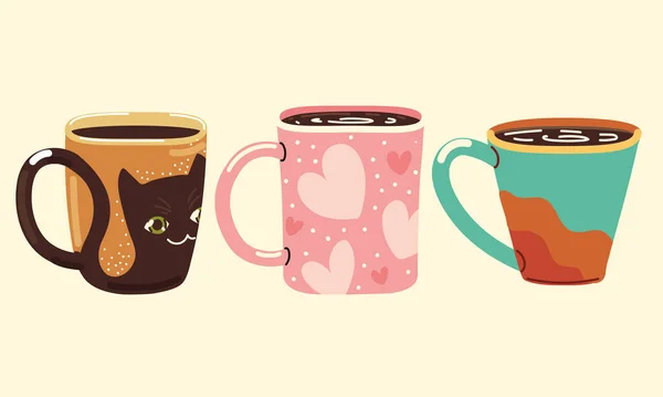 Ensemble de tasses à café — Image vectorielle