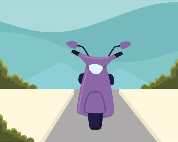 Motocicleta en la carretera — Vector de stock