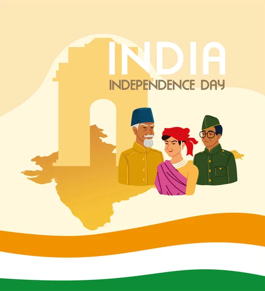 Inde carte d'indépendance — Image vectorielle