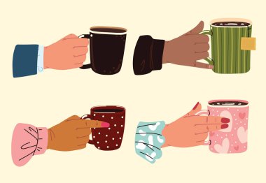 set of hands with cups