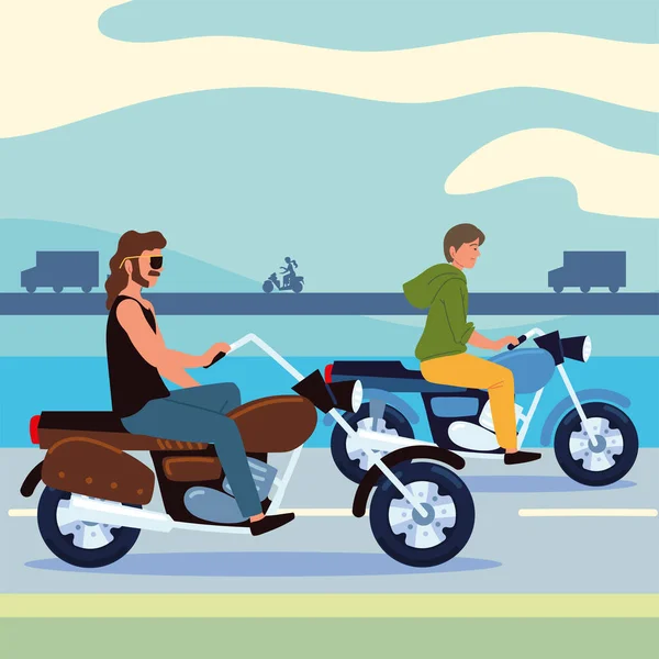 Men on motorbike — Vector de stock