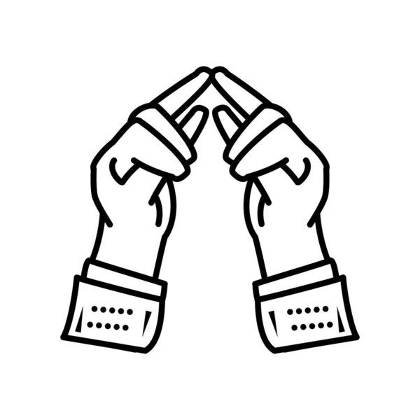 Mãos mantra ioga linha fina — Vetor de Stock