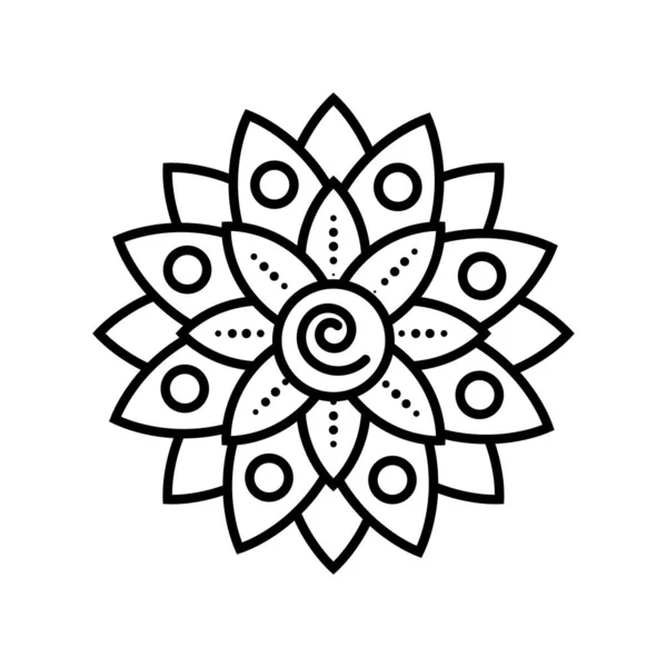 Mandala flor delgada línea — Vector de stock