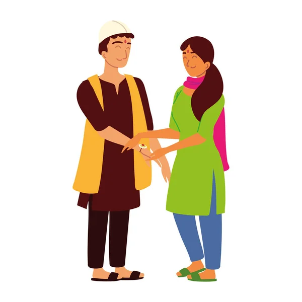 Indian brother and sister — Stock Vector