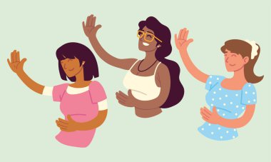 Bir grup kadın el kaldırdı.