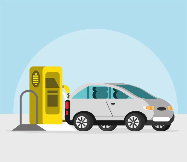 Electric car and charging station — Stock Vector
