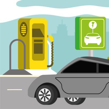 Elektrikli araba tabelası istasyonu