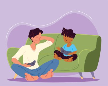 joystick 'li bir adam ve çocuk