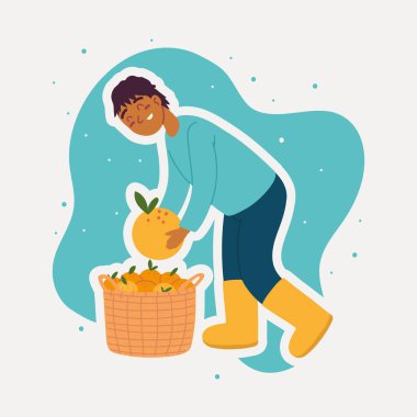 Portakallı çiftçi çocuk.