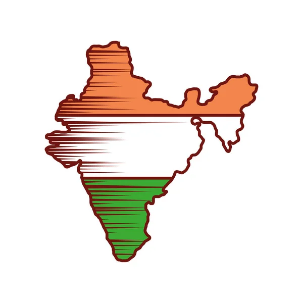 Bandiera india sulla mappa — Vettoriale Stock