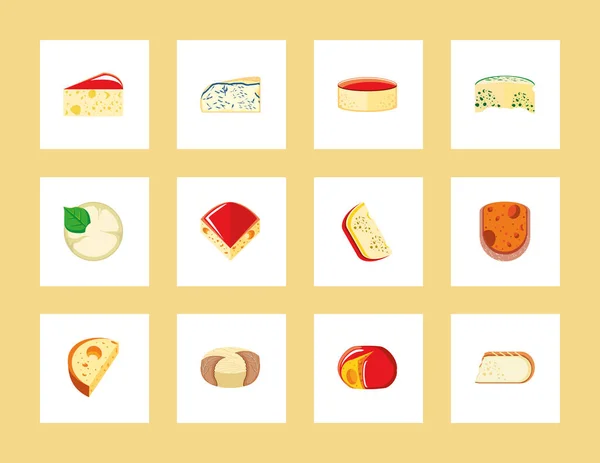 Diversi tipi di formaggio — Vettoriale Stock