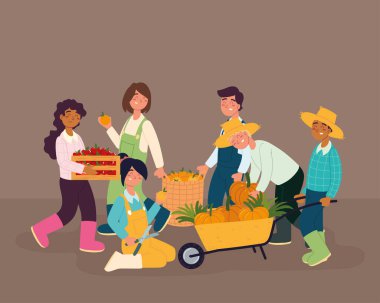 Taze yiyecekleri olan çiftçiler