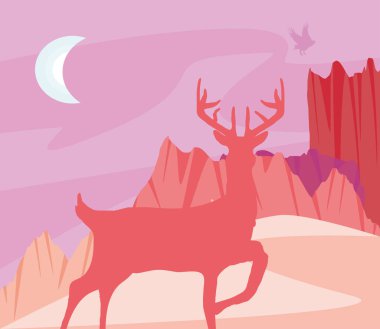 Siluet geyik gecesi sahnesi