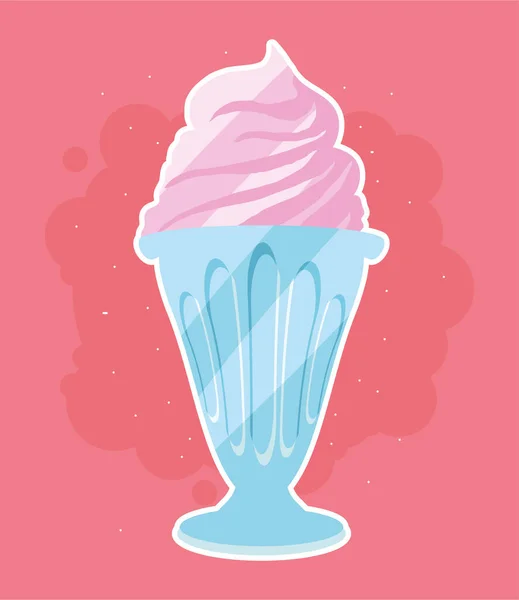 Helado en taza de vidrio — Vector de stock