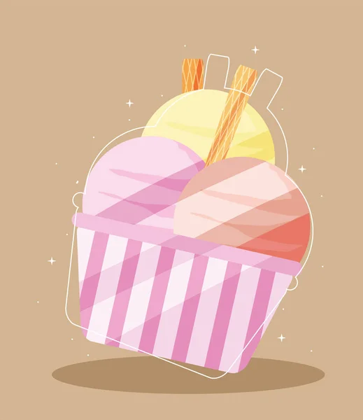 Helado en cubo — Vector de stock