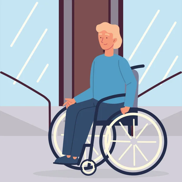 Handicapé en fauteuil roulant — Image vectorielle