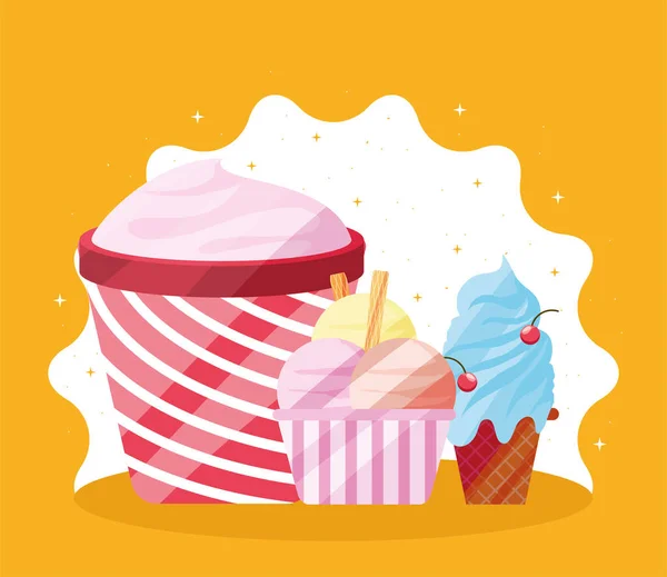 Crème glacée différentes saveurs — Image vectorielle