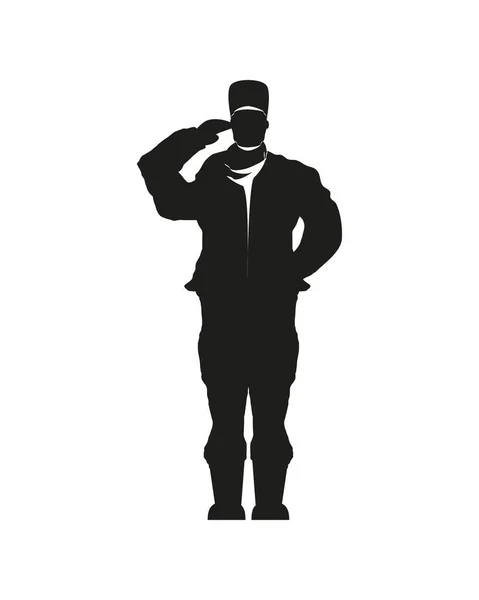 Salute soldier silhouette — стоковый вектор