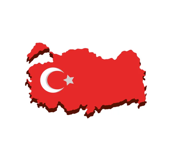 Turkey flag in map — Stock Vector