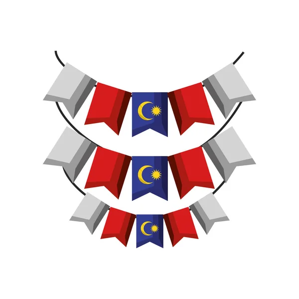 Malaysia bunting dekoracji — Wektor stockowy