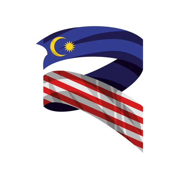 Curled malaysia flagga — Stock vektor