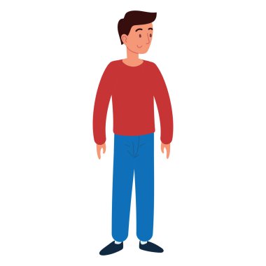 Genç adam ayakta duruyor.