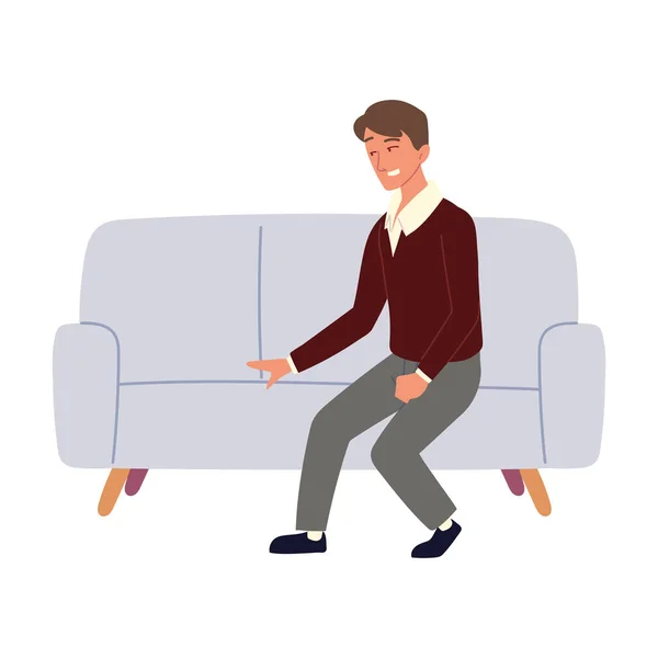 Homem sentado em um sofá — Vetor de Stock