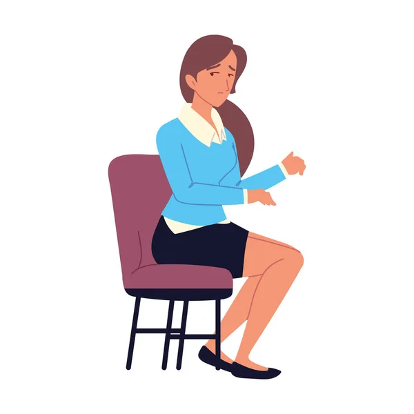 Ανήσυχος γυναίκα κάθεται — Διανυσματικό Αρχείο