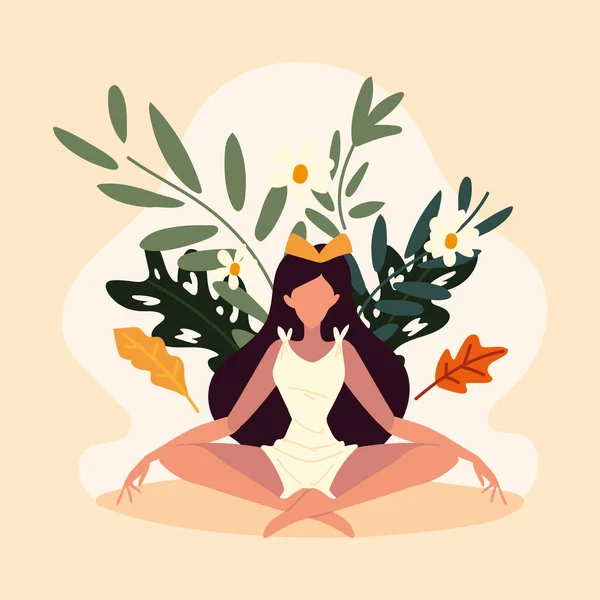 Meditación relajante mujer — Vector de stock