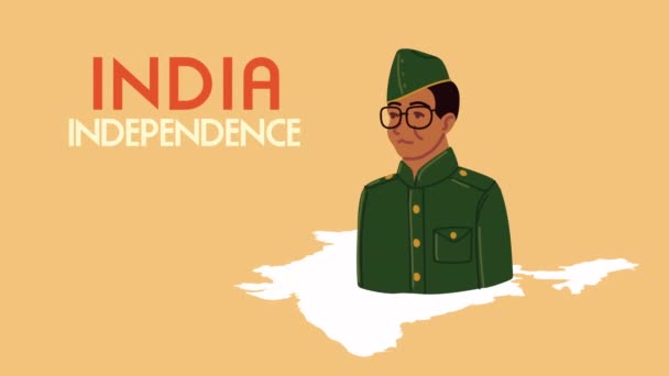 India ημέρα ανεξαρτησίας επιστολόχαρτα με αξιωματικός στο χάρτη — Αρχείο Βίντεο
