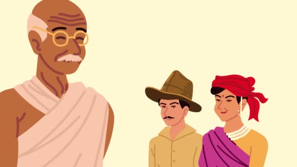 Cultura india gente personajes animación — Vídeo de stock