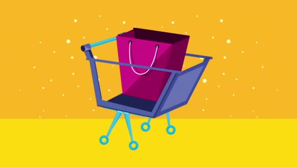 Panier et sac commerce animation — Video