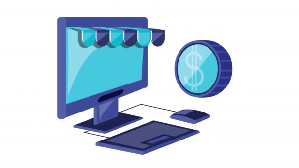 Shopping online tecnologia desktop — Video Stock