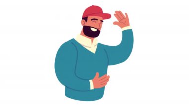 Mutlu adam sakallı karakter animasyonu