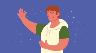 Mutlu genç adam karakter animasyonu