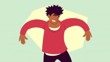 Mutlu afro adam karakter animasyonu