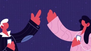 Akıllı telefon ile iletişim kuran genç çift modelleri