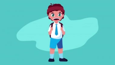 Küçük okul çocuğuyla okul animasyonuna