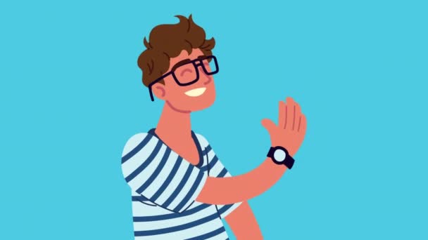 Homme avec des lunettes animation personnage — Video