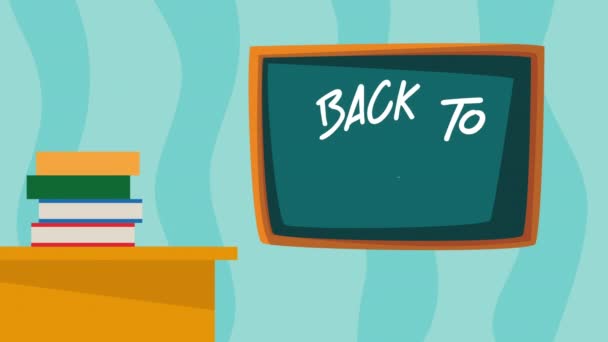 Back to school lettering in chalkboard scene — Stock Video